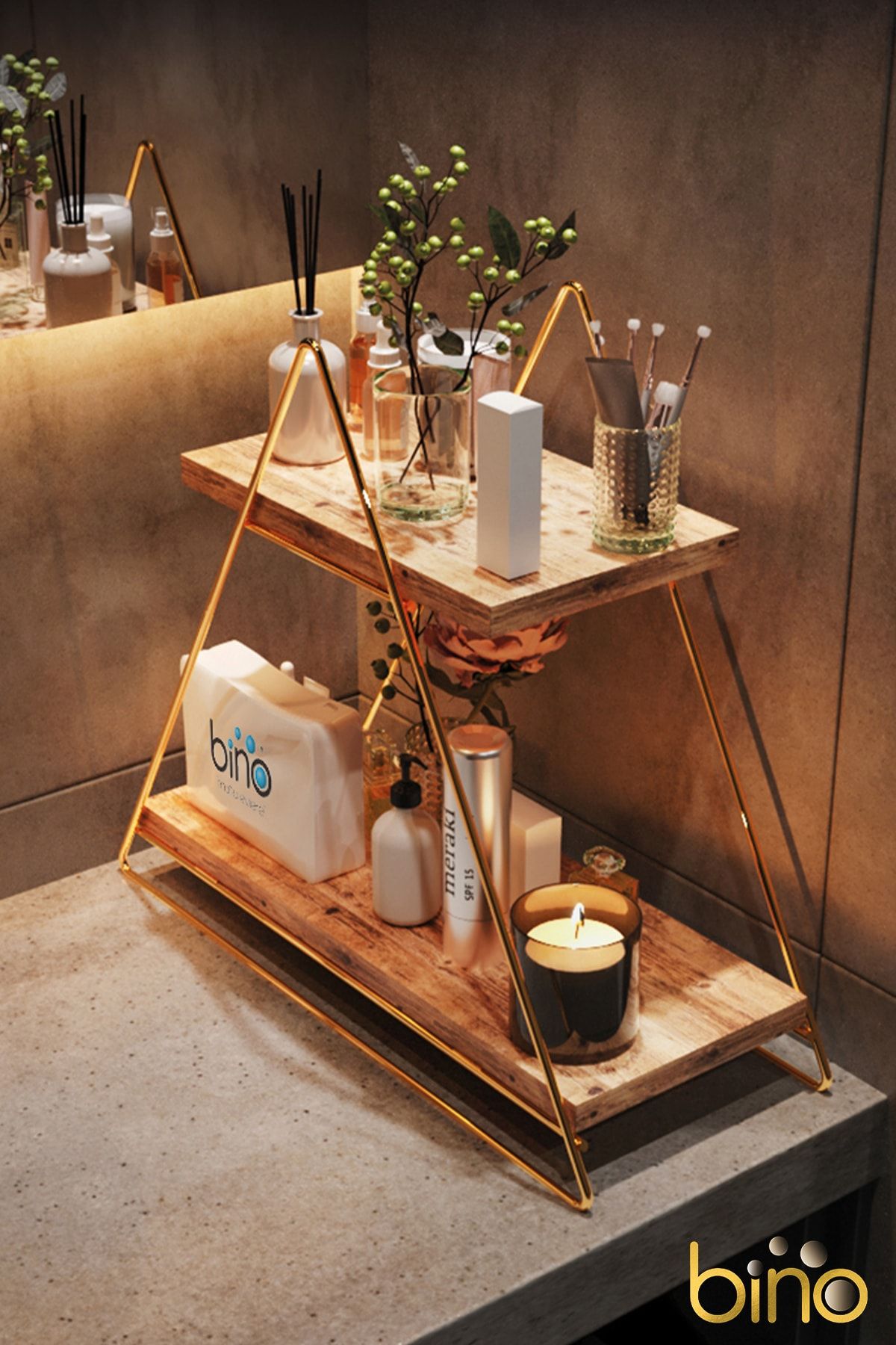 Üçgen Masa Servis Rafı Dekoratif Mutfak Banyo güncelleyici